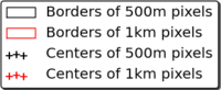 Modis 1km to 500m legend